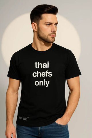 Black Graphic T-Shirt for Men – “Thai chefs only” Print, Regular Fit - Ecowears.pk