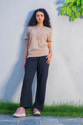 Black Drawstring Trousers for Daily Comfort - Straight-Leg Style - Ecowears.pk