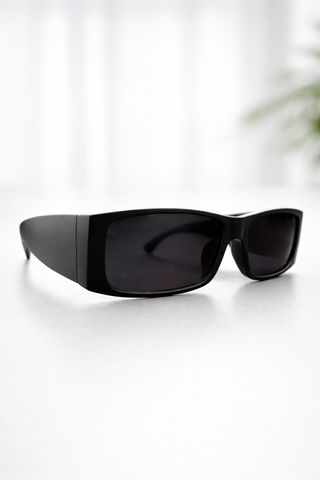 Sleek Rectangular Sport Shades – Matte Black