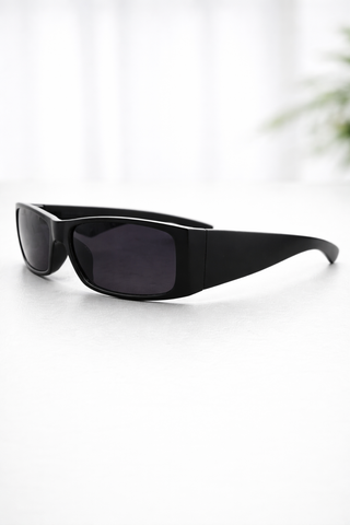 Sleek Rectangular Sport Shades – Matte Black