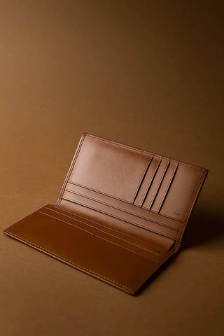 Classic Tan Leather Long Wallet – Slim & Stylish Organizer - Ecowears.pk