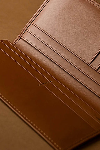 Classic Tan Leather Long Wallet – Slim & Stylish Organizer - Ecowears.pk