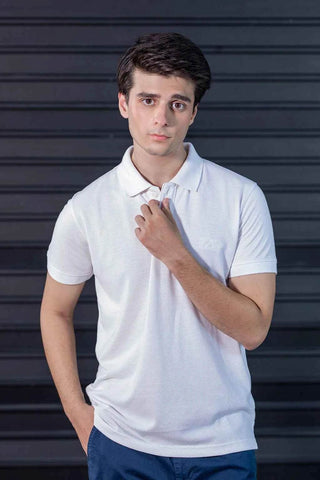 Crisp White Polo Shirt for Men with Classic Collar - Timeless Style and Comfort - Ecowears.pk