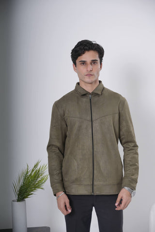 Olive Green Zip-Up Jacket