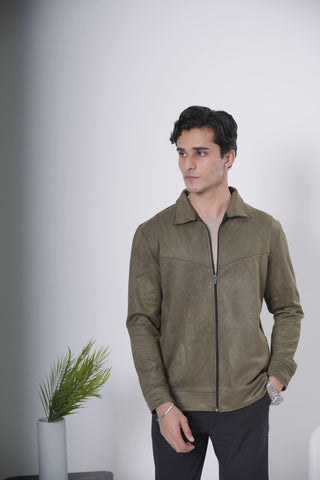 Olive Green Zip-Up Jacket