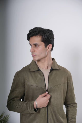 Olive Green Zip-Up Jacket