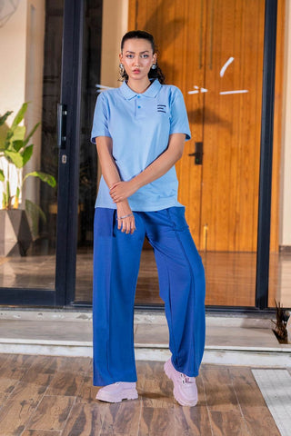 Deep Royal Blue Wide-Leg Trousers - Ecowears.pk