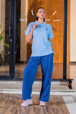 Deep Royal Blue Wide-Leg Trousers - Ecowears.pk