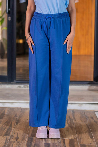 Deep Royal Blue Wide-Leg Trousers - Ecowears.pk