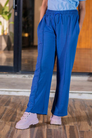 Deep Royal Blue Wide-Leg Trousers - Ecowears.pk