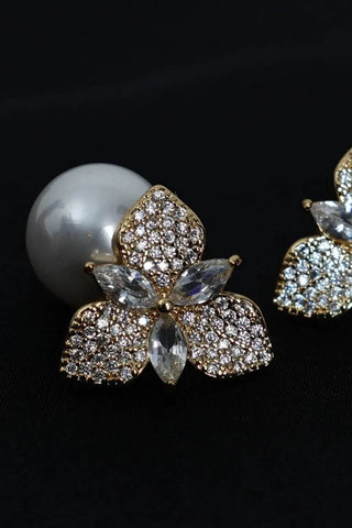 Floral Pearl Drop Earrings-Graceful & Timeless - Ecowears.pk