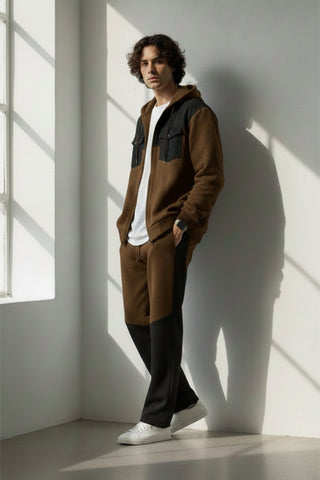 Men’s Brown & Black Panel Tracksuit