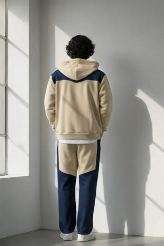 Beige & Navy Colorblock Tracksuit