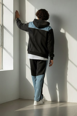 Men’s Black & Denim Panel Tracksuit