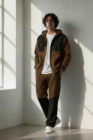 Men’s Brown & Black Panel Tracksuit