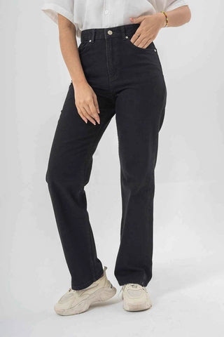 High Waist Black Denim Pants for a Chic Everyday Style - Ecowears.pk
