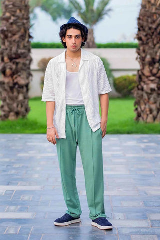 Luxury Embroidered Shirt and Green Trousers for Elegant Style - Ecowears.pk