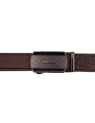 Leather Belt Brown – Designer Pattern with Metal Buckle - Ecowears.pk