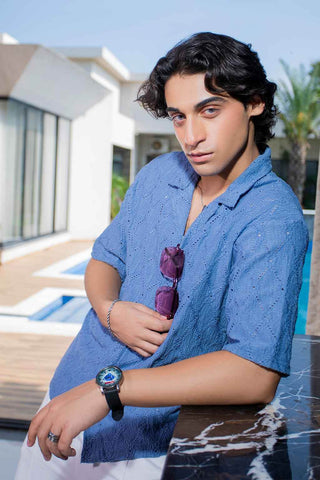 Blue Mirage Button-Down Shirt for Ultimate Comfort and Effortless Style - Ecowears.pk