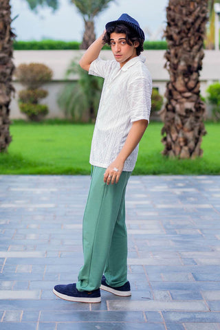 Luxury Embroidered Shirt and Green Trousers for Elegant Style - Ecowears.pk