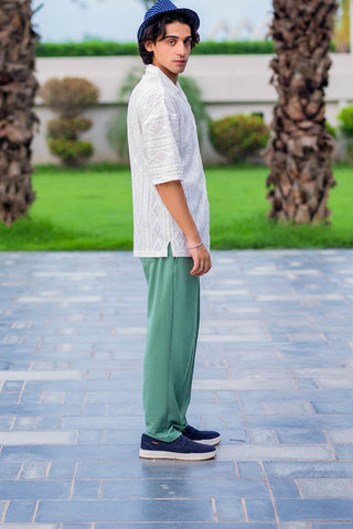 Luxury Embroidered Shirt and Green Trousers for Elegant Style - Ecowears.pk