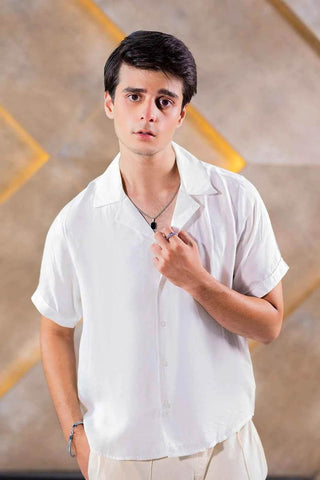 Men's Cuban Collar Shirt - Timeless Elegance in Classic White Style - Ecowears.pk