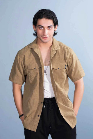 Men's Casual Khaki Shirt - Lightweight & Breezy Textured Design - Ecowears.pk