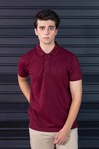 Men's Maroon Polo Shirt - Classic Fit & Soft Cotton Feel for Ultimate Comfort - Ecowears.pk