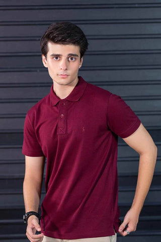 Men's Maroon Polo Shirt - Classic Fit & Soft Cotton Feel for Ultimate Comfort - Ecowears.pk