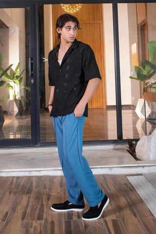 Midnight Black Textured Shirt for Effortless Style and Comfort - Ecowears.pk