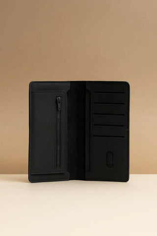 Minimalist Jet Black Leather Passport Holder - Ecowears.pk