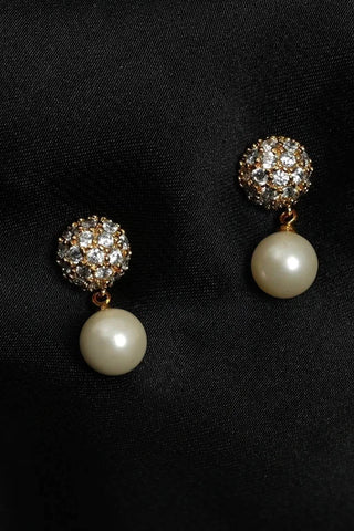 Pearl & Crystal Drop Earrings - Classic Elegance - Ecowears.pk