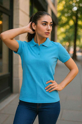 Polo with Slim Sky Blue – Stylish Slim Sky Blue Polo Shirt for Every Occasion - Ecowears.pk