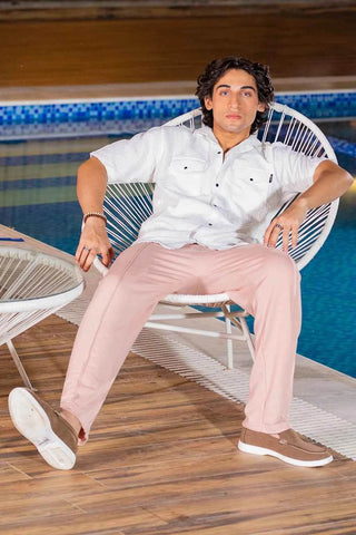 Relaxed Fit Men's Trousers in Pastel Pink for Everyday Comfort - Ecowears.pk