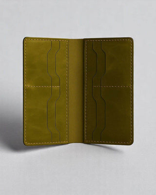 Rustow Moss Olive Vertical Card Wallet – Premium Leather Finish - Ecowears.pk