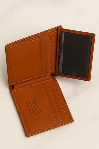 Slim RFID Leather Wallet – Minimalist Bifold in Multiple Colors - Ecowears.pk