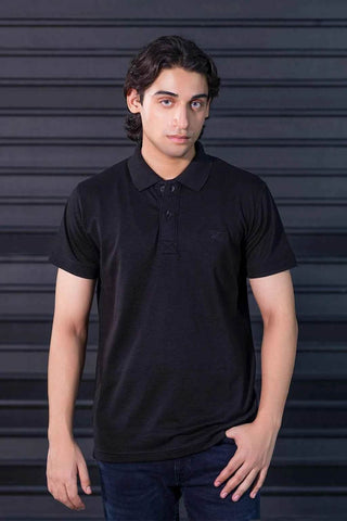 Solid Black Polo Shirt for Men - Ecowears.pk