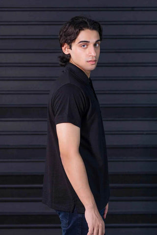 Solid Black Polo Shirt for Men - Ecowears.pk