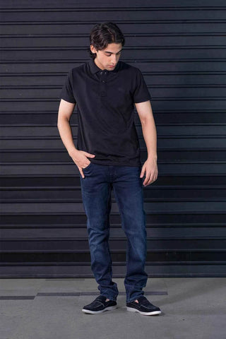 Solid Black Polo Shirt for Men - Ecowears.pk
