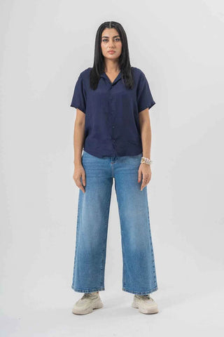 Trendy Wide-Leg Blue Jeans for a Bold Casual Look - Ecowears.pk