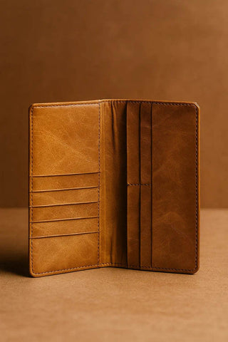 Vintage Brown Leather Wallet – Slim & Stylish Organizer - Ecowears.pk