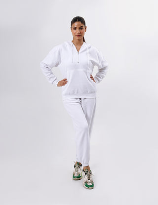 White Zip-Up Tracksuit Set