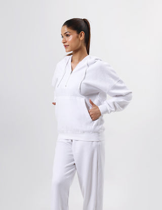 White Zip-Up Tracksuit Set