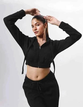 Women's Hoodie and Pants Set - Zipper Casual Hoodie with Waist Stretch Pants - Ecowears.pk