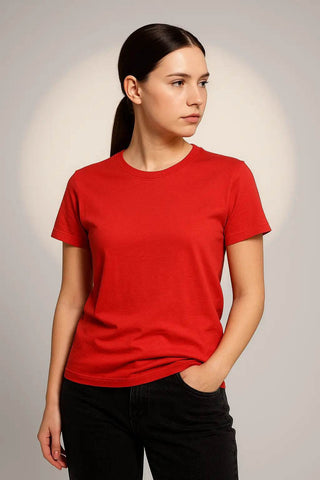 Women's Red Cotton T-Shirt – Classic Fit, Everyday Essential - Ecowears.pk