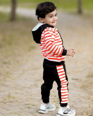 Winter Striped Hoodie Suit