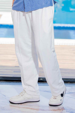 Side Profile Relaxed Trousers - White Comfort Fit - Ecowears.pk